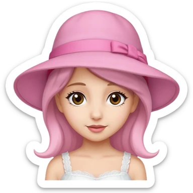ariana rande wearing Pink Hat, white dress sticker