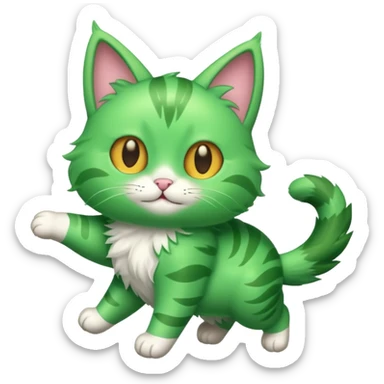chat volant vert la droite sticker
