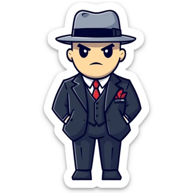 tough mafia gangster with pinstripe suit sticker