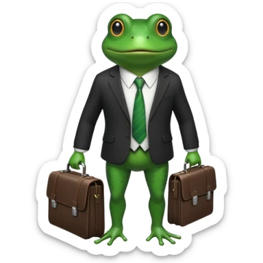 frog with a suit and tie and a briefcase sticker