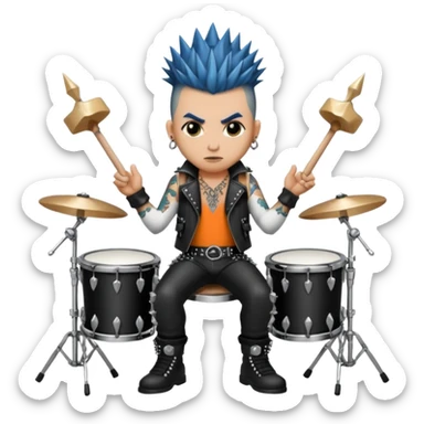 punk animal drummer sticker