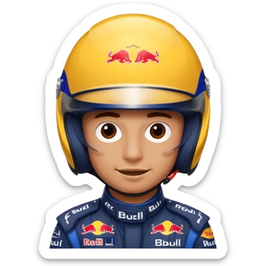 Red bull driver face covered in helmet f1  sticker