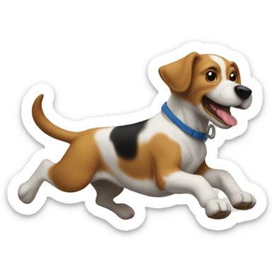 dog jumping over anvil sticker