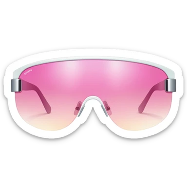 retro Y2K shield visor sunglasses with pink gradient lens, frameless sticker