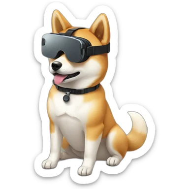 sitting shiba inu wearing vr headset sticker
