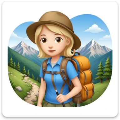 girl back packing mountains background  sticker