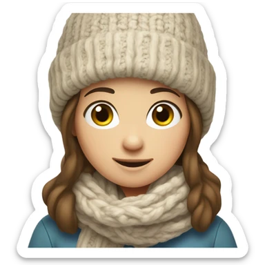 Pale brunette girl winter sticker