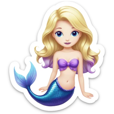 blond mermaid blue and purple tail sticker