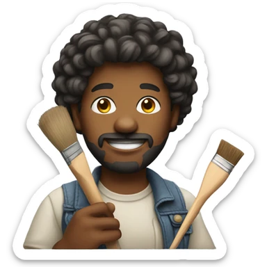 artist holding paintbrush sticker