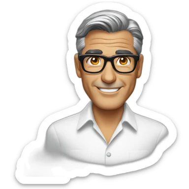 George clooney wearing glasses white shirt sticker