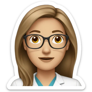 pharmacist white woman brown hair glasses sticker