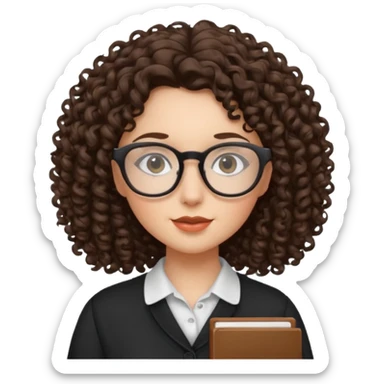 brunette girl with glasses and curly hair sticker