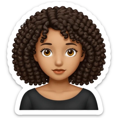 Menina de cabelo cacheado preto e abaixo do ombro  sticker