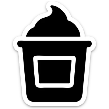 A sauce in a fast food packaging with a red background sticker