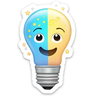light bulb with little brain and stars inside pastel colo sticker