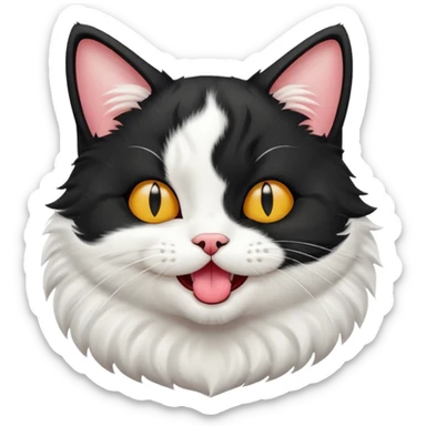 Black and white cat winking with tongue out sticker