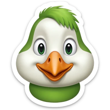 Make an emoji for a goose that's green. I want the goose to be goofy sticker