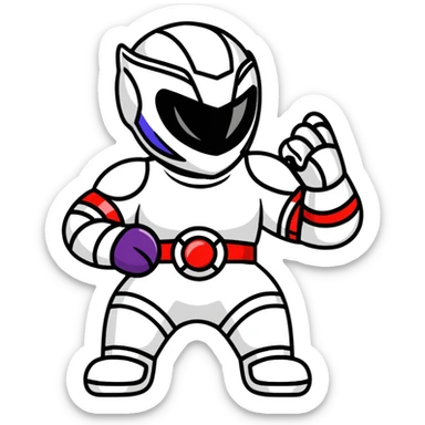 power ranger scratching head cartoon style sticker