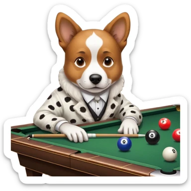 dog playing billiards sticker