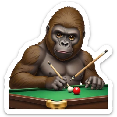 Gorilla playing snooker sticker