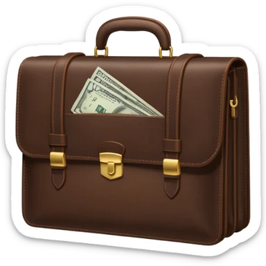 Dark brown briefcase with money sticker
