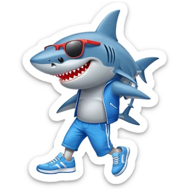 Cool shark with sunglasses and blue sneakers sticker
