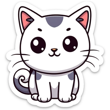 A cute cat face with big eyes and a small nose sticker
