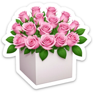 bouquet of pink 30 roses in a white box sticker