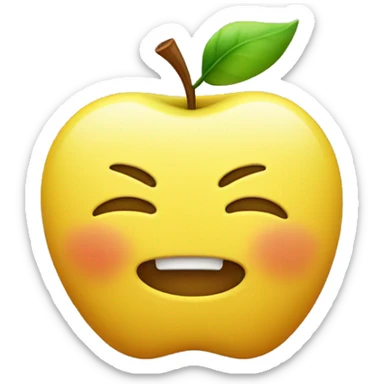 pleading emoji smiling with mouth closed🥺🙂 yellow apple emoji sticker
