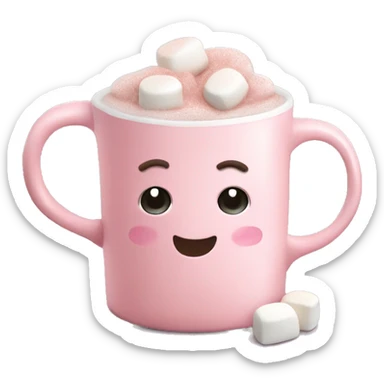 Light Pink mug of hot chocolate with marshmallows  sticker
