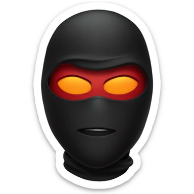 skimask superhero, all black, with glowing red eyes sticker