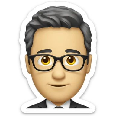 white guy with yellow tinted glasses and black hair wearing a suit  sticker