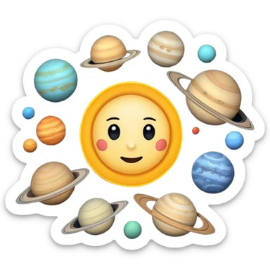 solar system with planets and sun, minimalistic sticker