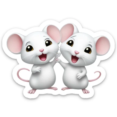 Two cute little white mice celebrating sticker