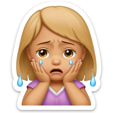 Tan baby girl crying  sticker