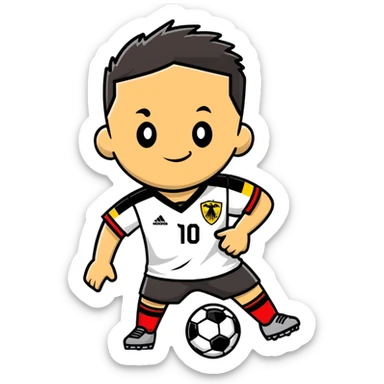 Cartoon German soccer player with jersey sticker