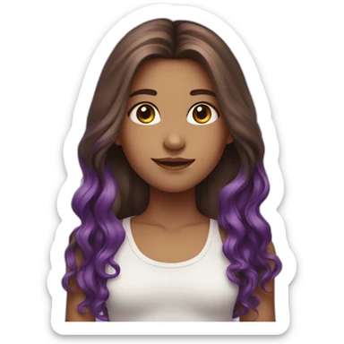 Girl with long Brown hair with purple highlights sticker