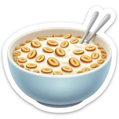 a bowl of wheat cereal with milk WITHOUT a spoon.  sticker