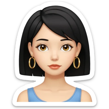 girl with bob black hairstyle and big earrings sticker