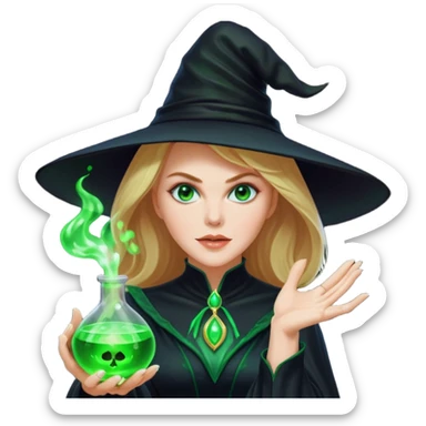 Nicole Kidman making green glowing potion in witch costume sticker