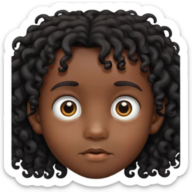 toddler boy face, African eyes, dark skin, black long curly hair sticker