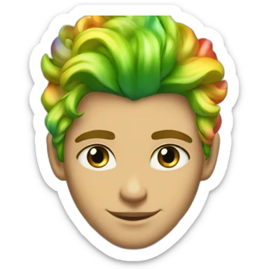Posh-muscle-boy-with-green-eyes-and-rainbow-hair-and-pearl-necklace-in-golden-bathtub sticker