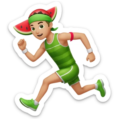 Running Watermelon with arms and legs with a sports headband  sticker