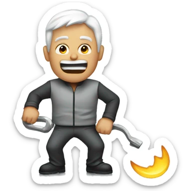 a man trying to bend metal sticker