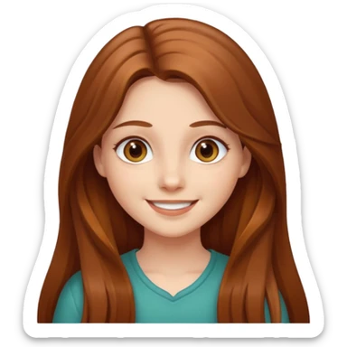 create a girl with chestnut colored long hair, hazel eyes and beautiful smile sticker