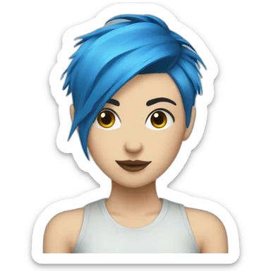 Short blue hair punk girl sticker
