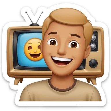 person watching a comedy show on TV sticker