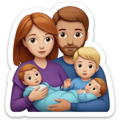 A mother and father with a baby - the mother has reddish-brown hair, father has brown hair and baby has blonde hair sticker