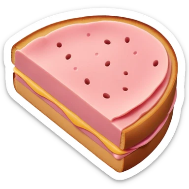 single flat pink bologna slice, no extras, no background, emoji style sticker