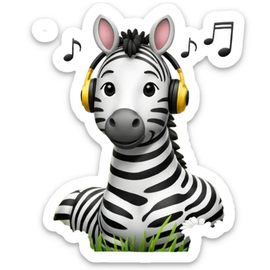 A zebra listening to music sticker